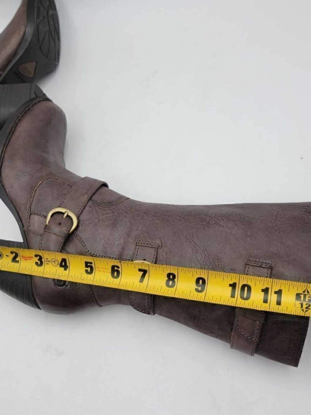 Born Brown Leather Boots Block Heel size 6.5 Maleri Zip‎ Up Buckle - Picture 10 of 10